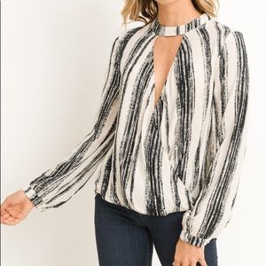 Abstract Stripe Long Sleeve Top